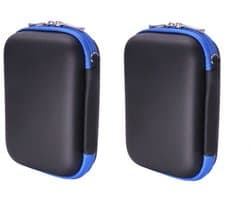 2-stuks Draagbare tas voor harde schijf - Waterdichte tas voor harde schijf - Multifunctionele opbergtas voor harde schijf - EVA-kabelorganizer - Ingebouwde mesh-zak - Geschikt voor opslag van harde schijf en kabels - Zwart, blauw