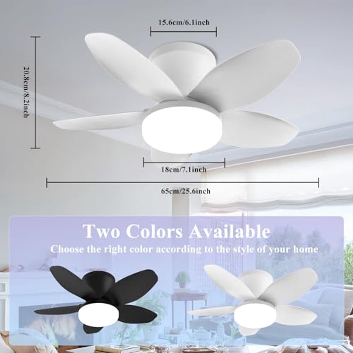 Moderne plafondventilator met LED-verlichting en afstandsbediening – Stille en energiezuinige plafondlamp voor woonkamer, slaapkamer en keuken — afbeelding 1