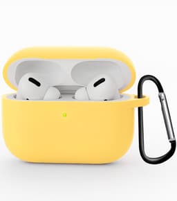 Hoesje - Geschikt voor Apple Airpods Pro 3 - Siliconen Hoes met Clip - Silicone Case Cover - Geel — thumbnail 1