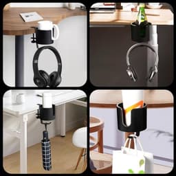 Multifunctionele 2-in-1 Bureaubekerhouder en Hoofdtelefoonhanger - Eenvoudig te Installeren, Stevig en Duurzaam — thumbnail 2
