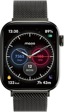 Maoo ProWatch AMOLED Smartwatch Dames en Heren - Milanese Bandje en 3 Siliconen Bandjes - Stappenteller - Hartslagmeter- Bloeddrukmeter - Slaapmonitor - Multisport - Geschikt voor Android en iOS - Gun Metal — thumbnail 3
