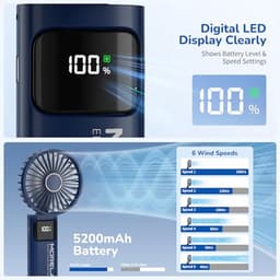 Draagbare Miniventilator met Oplaadbare 5200 mAh Batterij en 6 Snelheidsniveaus - Opvouwbare USB-Ventilator voor Thuis, Kantoor en Buiten — thumbnail 4