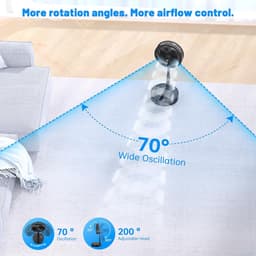 Oscillerende Staande Ventilator - Draagbaar, Stil, Met Afstandsbediening, 9 Inch, Opvouwbaar, Vloer- en Salontafel Ventilator, 4 Modi/Tijdfunctie, 7200 mAh, USB Oplaadbaar — thumbnail 5