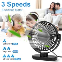 Mini USB Tafelventilator - Stil, 360 Graden Rotatie, 3 Snelheden voor Thuis en Kantoor — thumbnail 4