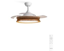Stijlvolle Plafondventilator met Verlichting en Afstandsbediening - 6 Snelheden, Ingetrokken Vleugels, Ideaal voor Ruimtes tot 30 m²