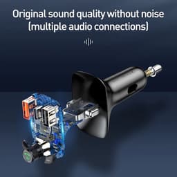 Baseus S-13 Serie - Bluetooth Ontvanger & Autolader - 28W - Zwart - LED-Display — thumbnail 4