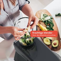 KitchenBrothers Keukenmachine - Keukenrobot - 6-in-1 Keukenmixer - Met Gehaktmolen, Blender en 15 Accessoires - BPA-vrij - 6,2L RVS Kom - Antraciet — thumbnail 5