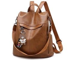 TuseRxln Rugtas Dames - Anti Diefstal Rugzak - Gepolsterde Rug & Veilig Vak Voor Laptop - 1 - Voor Dagelijks Gebruik En Reizen - Bruin