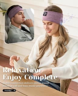 RFWR® Bluetooth slaaphoofdtelefoon met ultradunne HD-stereoluidsprekers - Perfect voor slapen, training, joggen, yoga en meditatie — thumbnail 2