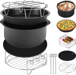 Monzana Heteluchtfriteuse Accessoires Set - 8-delig Metaal – Zwart — thumbnail 3