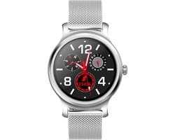 Belesy® SMART - Smartwatch Dames - Smartwatch Heren - Horloge - Stappenteller - Nederlandse handleiding - 1.3 inch - Kleurenscherm - Full Touch - Bluetooth Bellen - Zilver - Staal - Moederdag