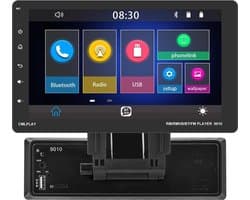Boscer 1Din Autoradio - Apple Carplay & Android Auto - 9' HD verstelbaar scherm - USB, Aux, Bluetooth - Achteruitrijcamera