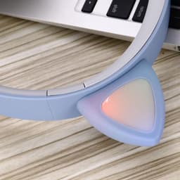 TDR- Draadloze Bluetooth koptelefoon - Over-Ear Koptelefoon voor Kinderen - Met Led Kat Oortjes - Bekend van TikTok - Grijsblauw — thumbnail 6