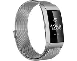 Zilverkleurig Milanees Bandje geschikt voor Fitbit Charge 3 / Charge 3 SE / Charge 4 – Milanese smartwatch strap - Polsbandje - Staal - RVS