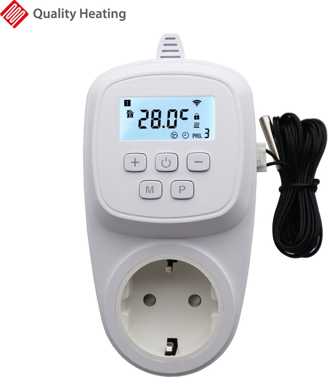 Wifi stopcontact plug-in thermostaat met losse sensor QH-42 Google Home & Amazon Alexa Compatible — afbeelding 1