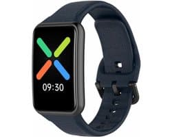 Siliconen Smartwatch bandje - Geschikt voor Oppo Watch Free siliconen bandje - donkerblauw - Strap-it Horlogeband / Polsband / Armband - Watch Free
