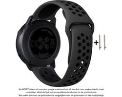 Universeel Smartwatch 22MM Bandje - Siliconen - met Ventilatiegaten - Zwart