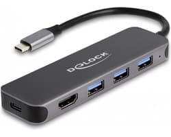 Delock 3 Port USB Hub and 4K HDMI output with USB Type-C™ connection and PD 85 Watt