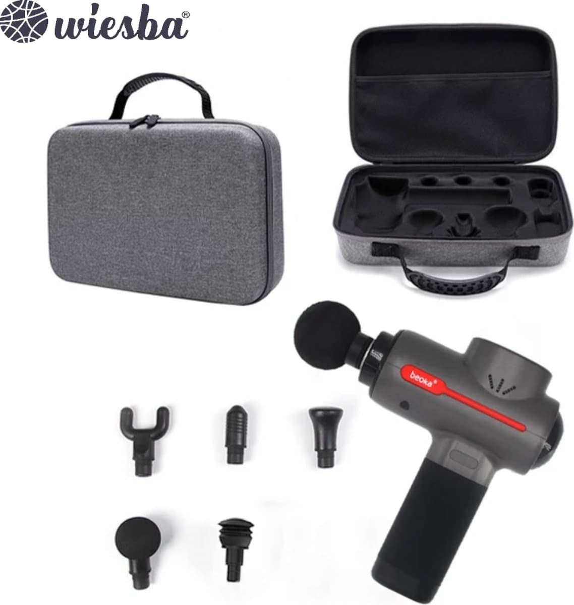 Beoka M2 - Massage Gun PRO - Professioneel Massage Pistool - Sport en Relax Massage Apparaat - Zwart Massagepistool - Inclusief Koffer - Grijs - Bestseller — afbeelding 1
