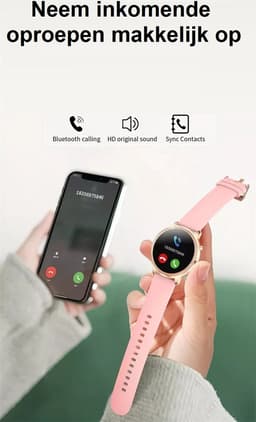 Belesy® TIRANA – Smartwatch Dames – Smartwatch Heren – Horloge – 1.32 inch Touchscreen Kleurenscherm – Stappenteller – Calorieteller – Hartslagmeter – Bloeddrukmeter – Zuurstofgehalte – Multisport – Slaap Monitor – Zwart - Moederdag — thumbnail 5