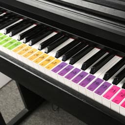 CHPN - Pianostickers - Stickers voor piano - Pianoles - Toetsen Keyboard - Gekleurde Noten - Voor Beginners - Eenvoudig Muziek Noten Lezen & Spelen - Piano Stickers! - Universeel - Gekleurd - 4 velletjes — thumbnail 1