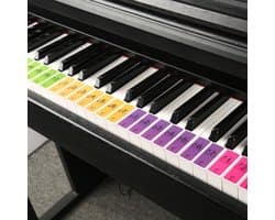 CHPN - Pianostickers - Stickers voor piano - Pianoles - Toetsen Keyboard - Gekleurde Noten - Voor Beginners - Eenvoudig Muziek Noten Lezen & Spelen - Piano Stickers! - Universeel - Gekleurd - 4 velletjes