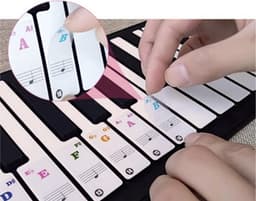 CHPN - Pianostickers - Stickers voor piano - Pianoles - Toetsen Keyboard - Gekleurde Noten - Voor Beginners - Eenvoudig Muziek Noten Lezen & Spelen - Piano Stickers! - Universeel - Gekleurd — thumbnail 1
