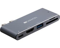 Canyon DS-5 Serie - 5 in 1 USB Hub - Thunderbolt 3 - 4K - Grijs