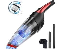 Aestra Kruimelzuiger Snoerloos - 6500 Pa Zuigkracht - Handstofzuiger - Incl. Opzetstukken - Wasbare HEPA Filter - Nat & Droog - Rood