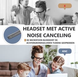 Professionele Draadloze Headset - Headset met Microfoon - Headset Draadloos - Noise Cancelling Hoofdtelefoon - Bluetooth Koptelefoon - Wireless Headset - Geschikt voor PC, Laptop, Telefoon — thumbnail 3