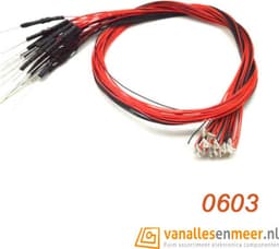SMD 0603 led met kabel 20cm 12v 10 stuks Kleur warm-wit — thumbnail 2