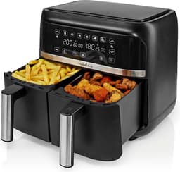 Nedis Dubbele Heteluchtfriteuse - 2x3.8 l - Tijdschakelaar: 60 min - Aantal vooraf ingestelde programma's: 6 - Digitaal - Zwart — thumbnail 7
