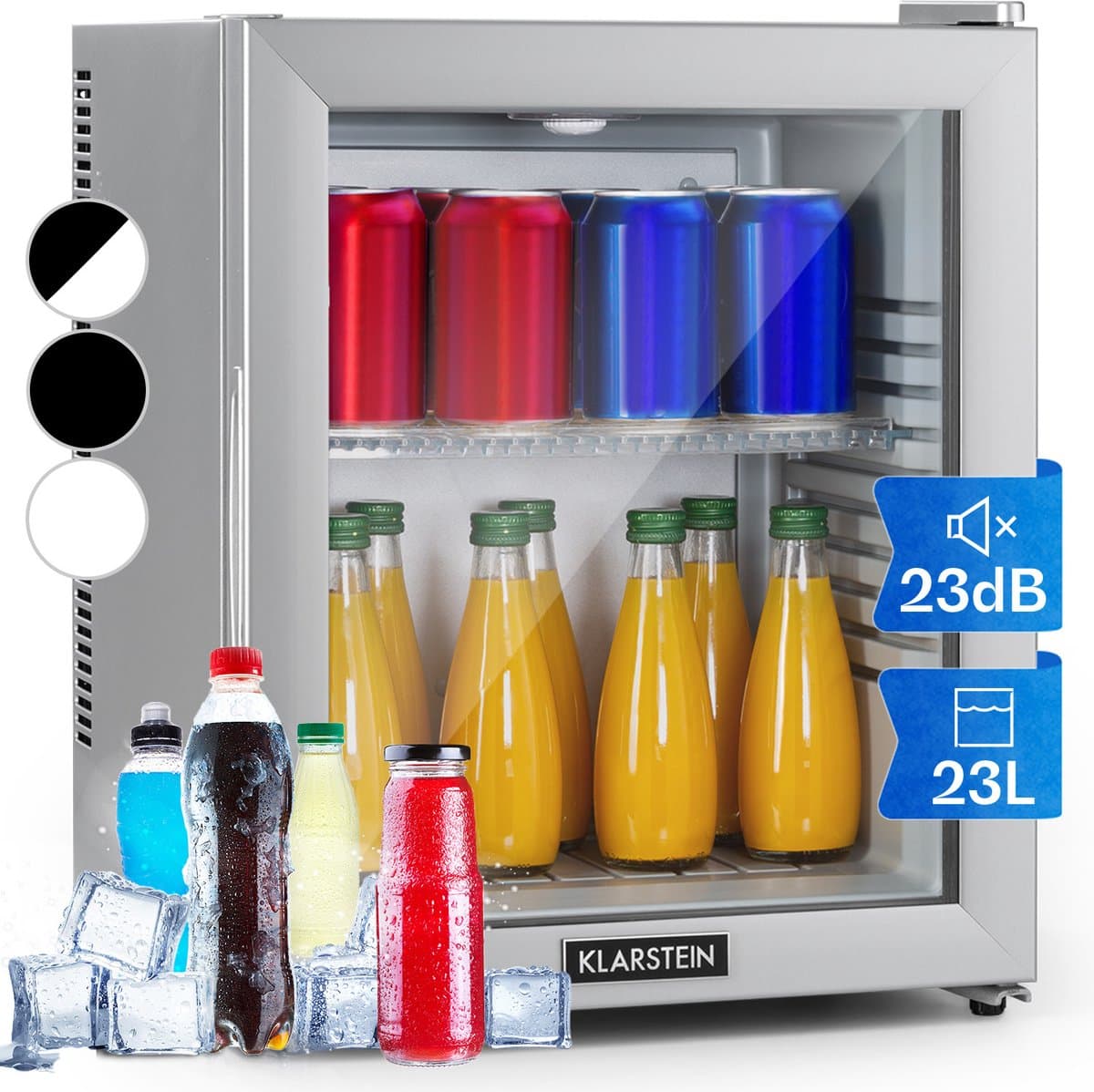Klarstein Mini-Koelkast Brooklyn 24 Glazen Deur LED 24L - Minikoelkast Drankkoeler Hotelkoelkast - voor Hotelkamer voor Slaapkamer voor Studentenkamer - Compact - Mini Fridge - Kleine Koelkast - Compact Koelkast — afbeelding 1