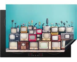 KitchenYeah® Inductie beschermer 78x52 cm - Televisie - Microfoon - Vintage - Kookplaataccessoires - Afdekplaat voor kookplaat - Inductiebeschermer - Inductiemat - Inductieplaat mat