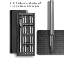 Professioneel 24-Delig precisie magnetische Schroevendraaierset + Magnetische mat voor vasthouden van schroeven. Professioneel gereedschap voor o.a. Laptop / Camera / Smartphone / iPhone / Tablet / Macbook / Brillen / Horloges / Uurwerk.