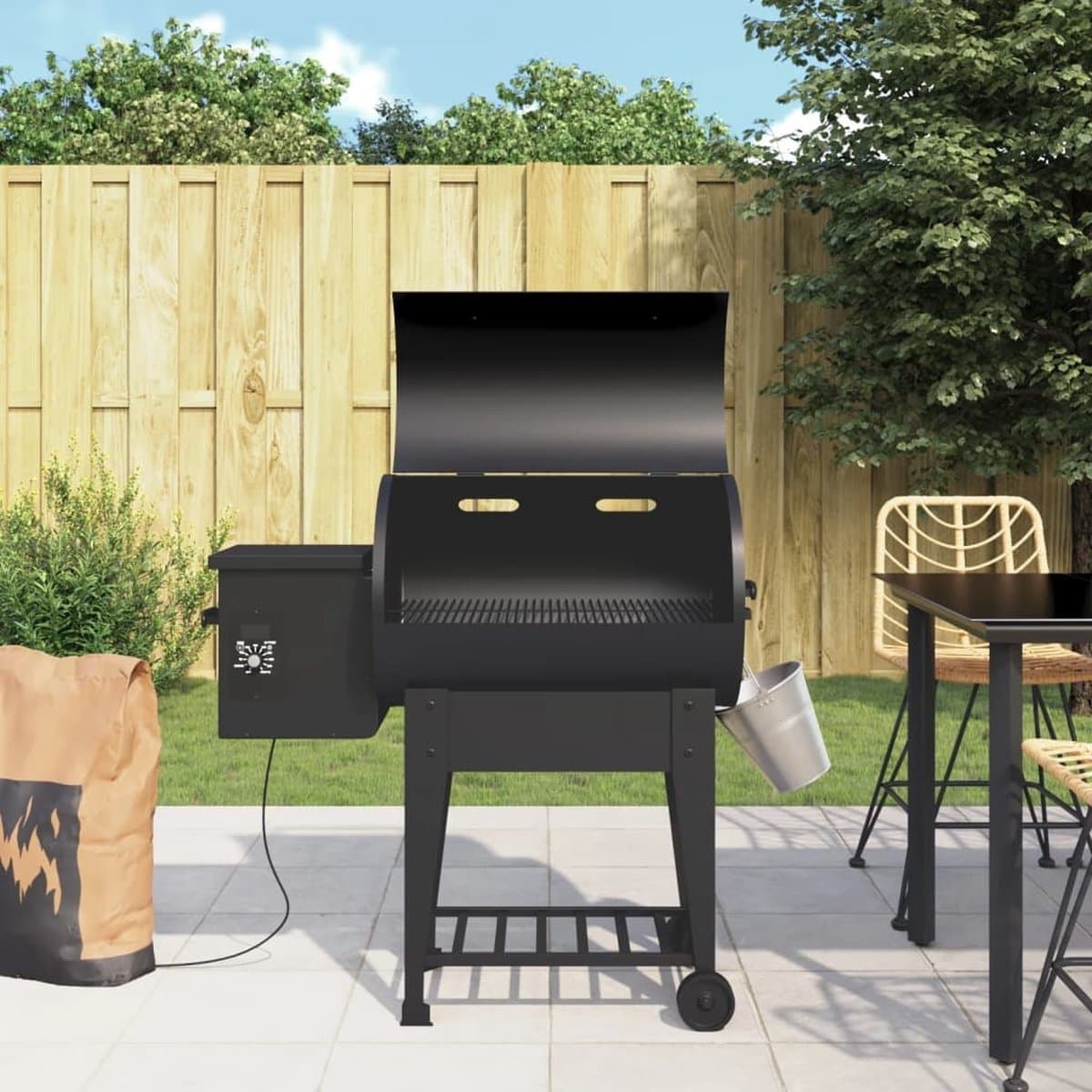 vidaXL - Pelletbarbecue - met - bodemplaat - 94 - cm - ijzer - zwart — afbeelding 1