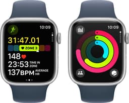 Apple Watch Series 9 - 45mm - Silver Aluminium Case with Storm Blue Sport Band - M/L — thumbnail 5