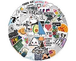 Grappige Stickers met Wiskunde Thema - 50 Stickers voor scholieren en docenten - Leuk voor laptop, schrift, kast etc. wetenschap