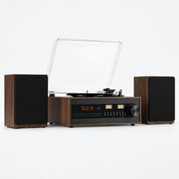 Levo® Platenspeler met CD Speler - Platenspeler Retro - CD Speler met DAB en FM - Inclusief Bluetooth - Donkerbruin - 37 x 12 x 30 cm — thumbnail 1