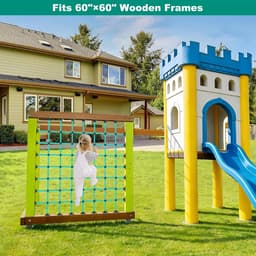Klimnet voor kinderen met installatiebasis voor 152,4 cm × 152,4 cm, houten frames, 1000 lb-capaciteit, ladder, klimnet, ladder voor speeltuinen, boomhutten, schommelsets en obstakelbanen — thumbnail 5