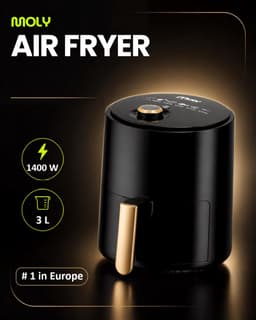 Moly Airfryer 3 Liter - 1400W - Heteluchtfriteuse - Compacte Air Fryer - Voor Frituren, Bakken en Bereiden — thumbnail 1