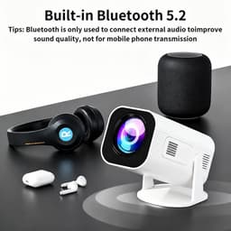 VHV - Beamer - Mini Beamer - Smart 1080P Full HD Projector - FULL HD (4K-Ondersteuning) - 200 ANSI - WiFi & Bluetooth - Ingebouwde Speakers - Draagbare Beamer Thuisbioscoop - Voor iOS en Android - Autofocus — thumbnail 5