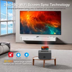 VHV - Beamer - Smart 1080P Full HD Projector - Mini Beamer - FULL HD (4K-Ondersteuning) - 10.000 lumen - WiFi & Bluetooth - Ingebouwde Speakers - Draagbare Beamer Thuisbioscoop - Voor iOS en Android - Autofocus — thumbnail 5