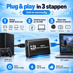 Mamosta® Capture Card 4K HDMI - USB-A 3.0 - Video Game Streamen & Opnemen - Geschikt Voor PC, Mac, PS4, PS5, Nintendo Switch, Xbox & Playstation — thumbnail 2