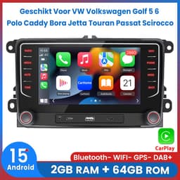 Awesafe Android 15.0 Autoradio - Geschikt Voor VW Volkswagen Golf 5 6 Polo Caddy Bora Jetta Touran Passat Scirocco - Draadloos Apple Carplay Android Auto - Ram 2GB + Rom 64GB - 7 inch HD Touchscreen - GPS Navigatie Bluetooth Wifi USB Type/C — thumbnail 1