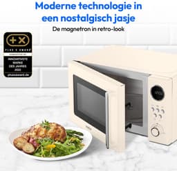 Magnetron Retro – 20 Liter – 800W – 8 Automatische Programma’s – Ontdooifunctie – Crème — thumbnail 3