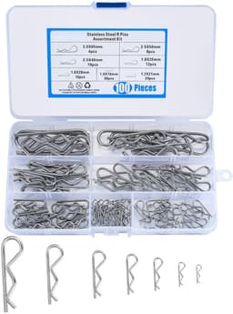 100-delige stalen splitpennen set, Roestvrij stalen RC Clips, Borghulzen, Veerclip Set, Carrosserieclips, Veiligheidsclips, Bevestigingsclips geschikt voor tractoren, grasmaaier en auto's — thumbnail 1