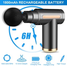 Mini-spiermassagegeweer, ultrastil massagegeweer, 6 snelheden, 4 massagekoppen, LCD-scherm, draagbare elektrische stimulators om spierpijn te verlichten — thumbnail 2