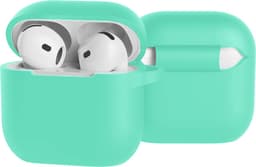 Case - Geschikt voor Apple AirPods 5 - Siliconen Hoes met Clip - Silicone Hoesje Cover - Turquoise — thumbnail 1