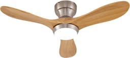 DESMIU Plafondventilator Met Verlichting – 90 Cm – Zes Snelheden – Hout – Natuurlijk Hout En Satijnnikkel – Omkeerbaar Met Afstandsbediening — thumbnail 3